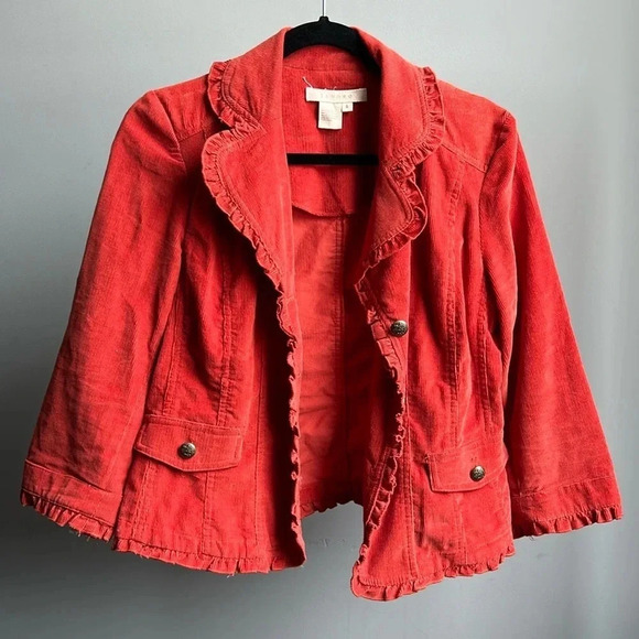 Sandro Red Ruffled Jacket - Picture 1 of 7